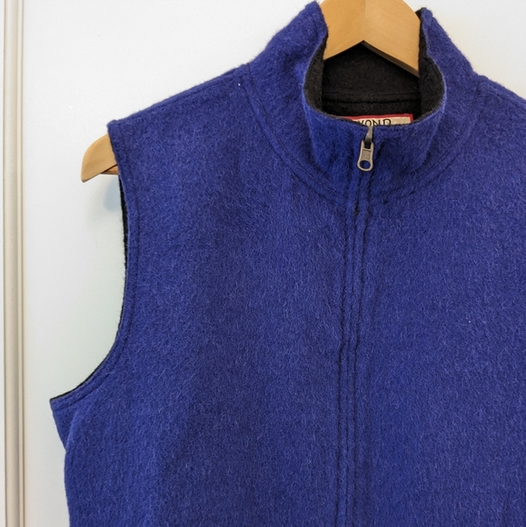 Beyond Threads Vest Alpaca Wool Blue Black  Zip Womens L Cabincore Outdoor Warm - Picture 11 of 11